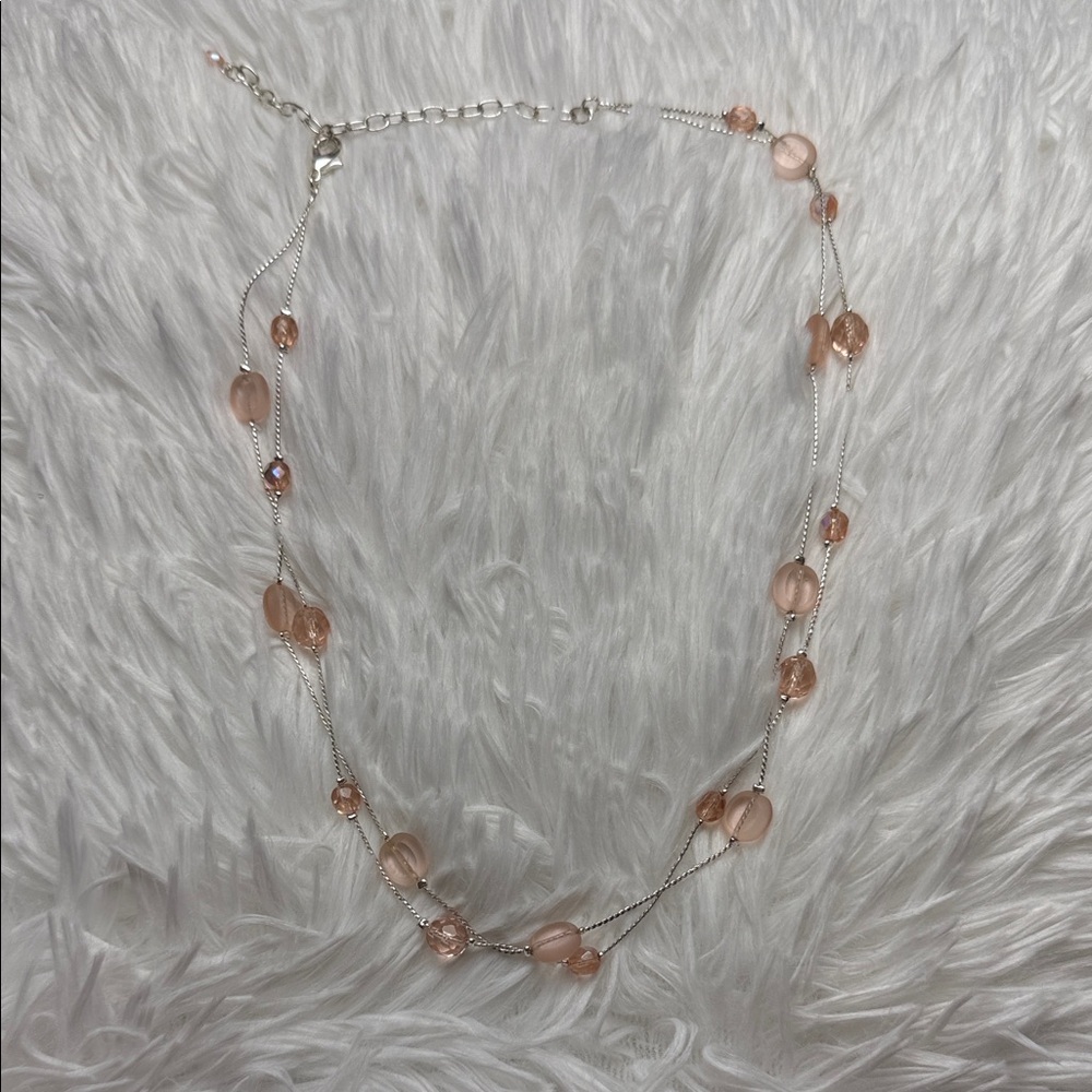 Delicate Pink Bead Double Strand Necklace